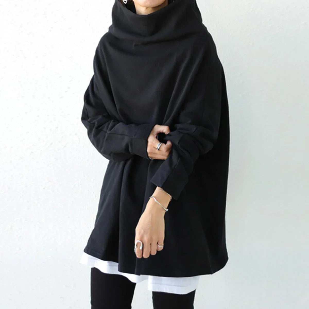 Women's Long Sleeve Casual Tops™ High-Neck Loose Oversize T-Shirt