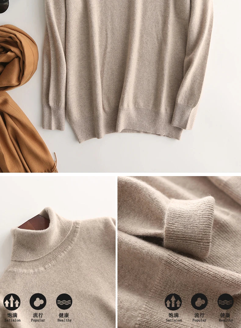 Men's Sweater™ Turtleneck Cashmere Cotton Blend Knitted Pullover