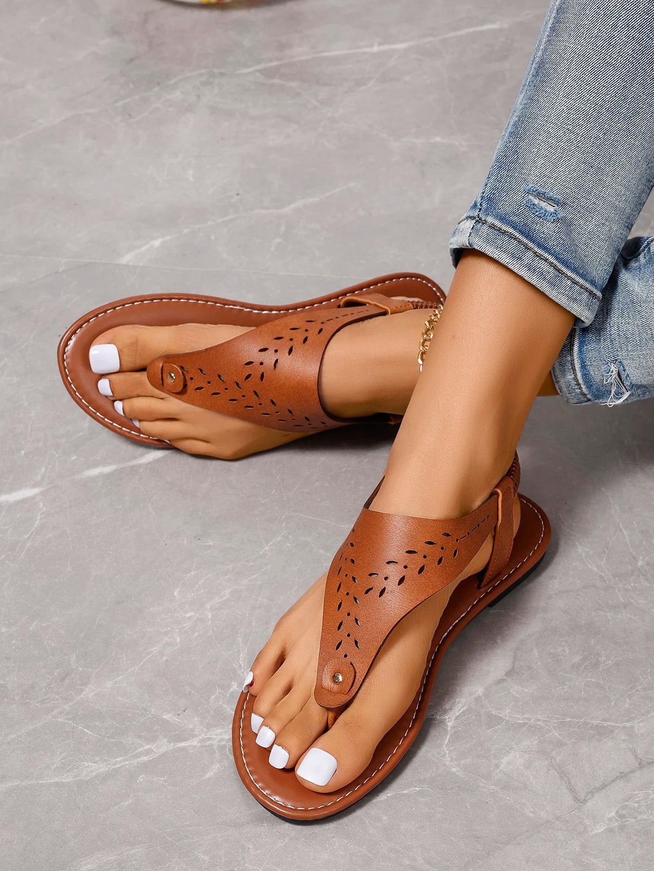 Women's Sandals Open Toe Casual Sandals™ Rivet Elastic Band Flat Heel Soft Bottom Sandals