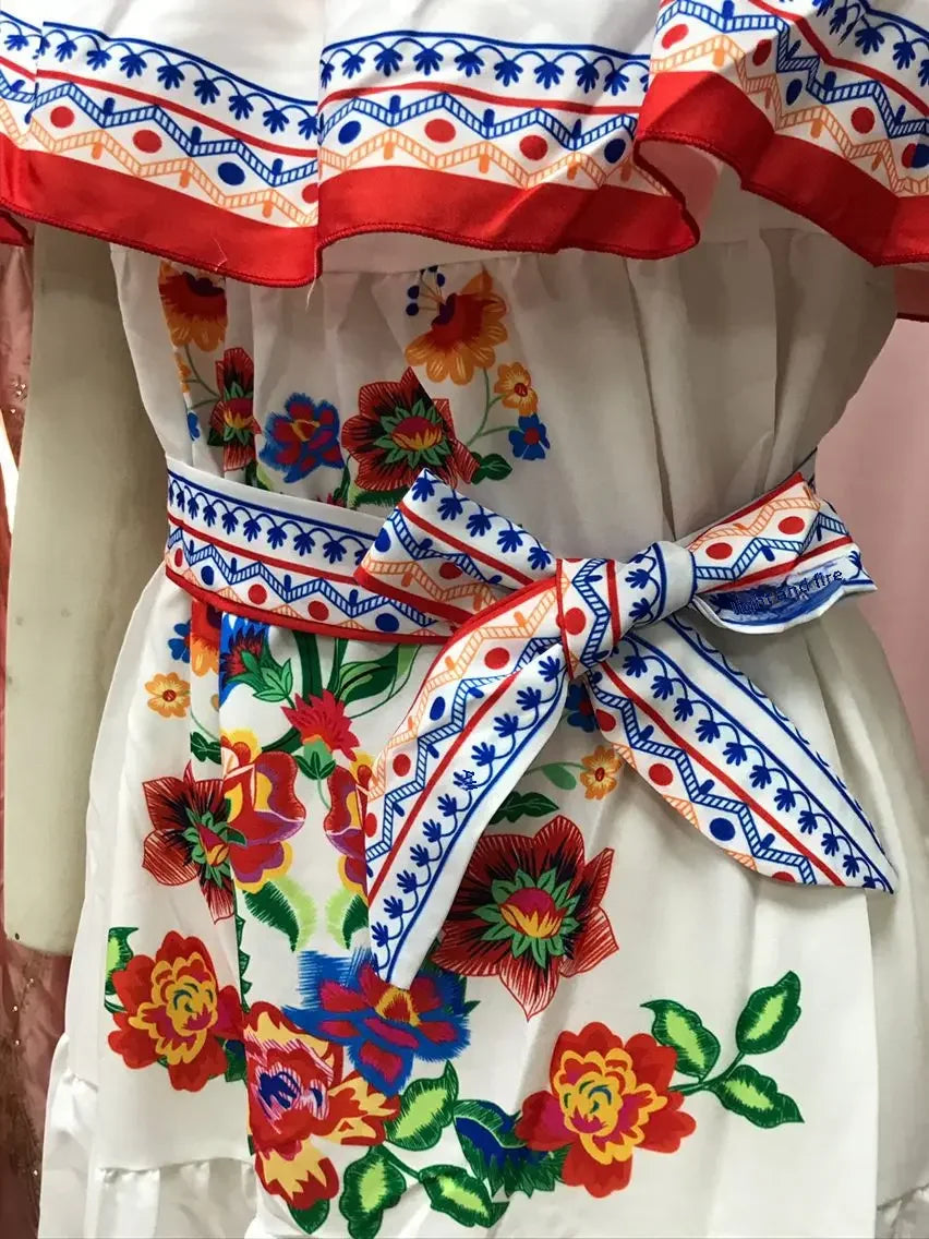Women's Spring Summer Dresses™ Stand Off-shoulder Red Flower Printing Long Oversized Wide Hemline Sleeveless Dress