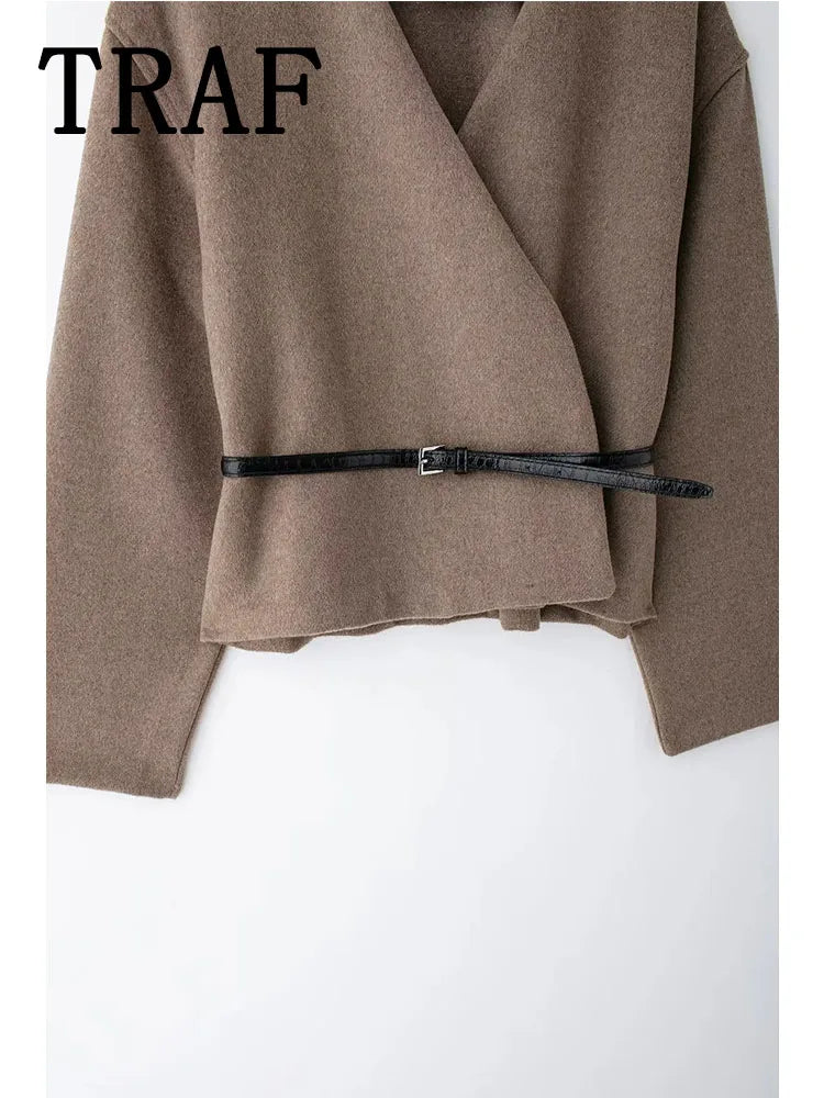 Women's Jacket™ Comfortable Short Belt Casual Long Sleeve Coat