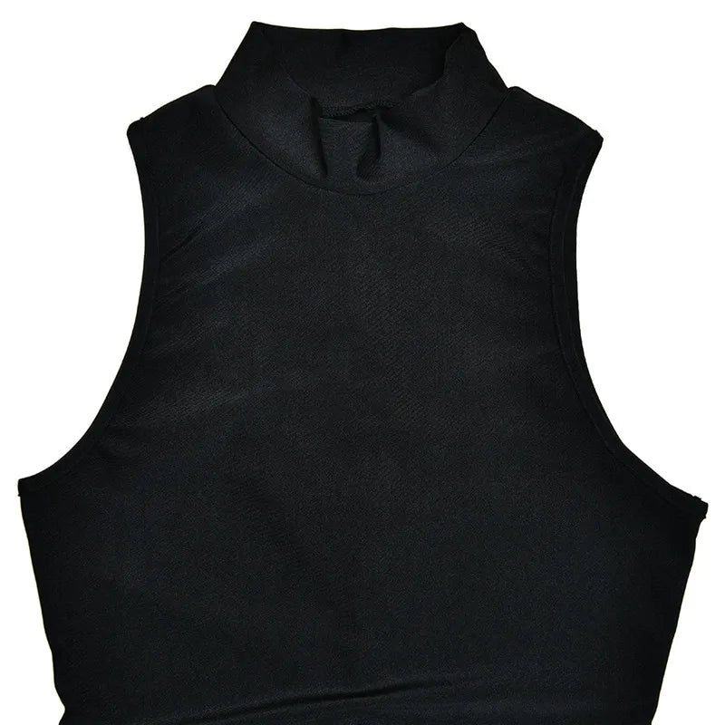 Women's Mini Dress™ Mozision Turtleneck Sleeveless Irregular Ruched Tank Dress