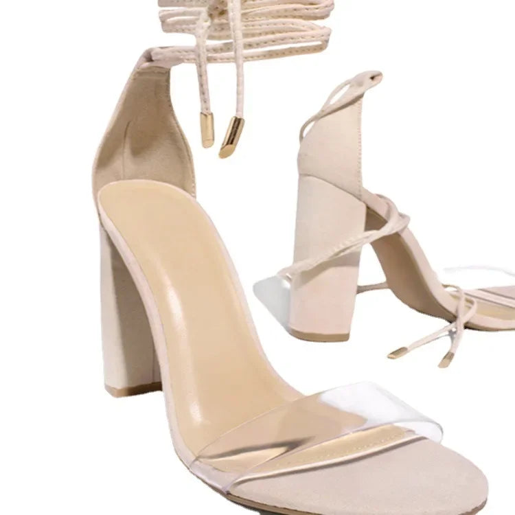 Women's Rubber Velvet Strap Simulated Leather Sandals™ Round Toe High Heels
