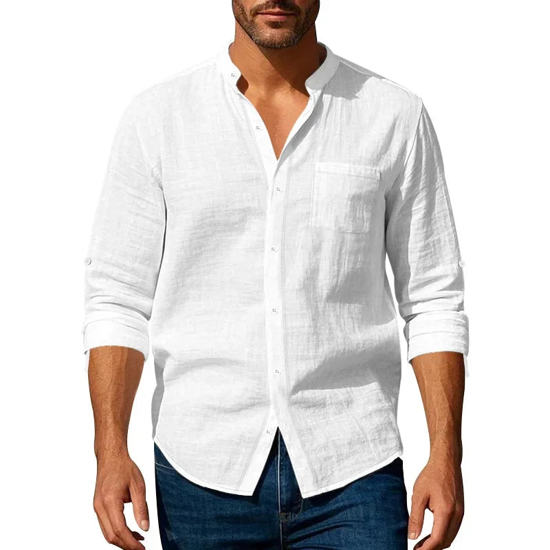Men's Casual Linen Suit™ Long Sleeve Crew Neck T-shirt +Loose Fit Pants
