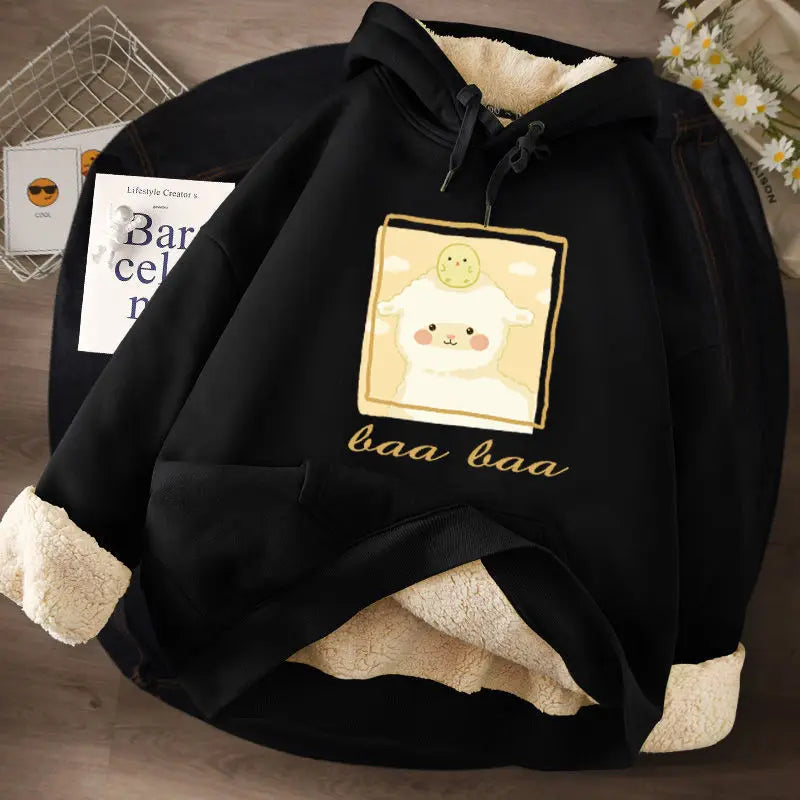 Women's Lamb Wool Pullovers™ Velvet Cartoon Hoodies