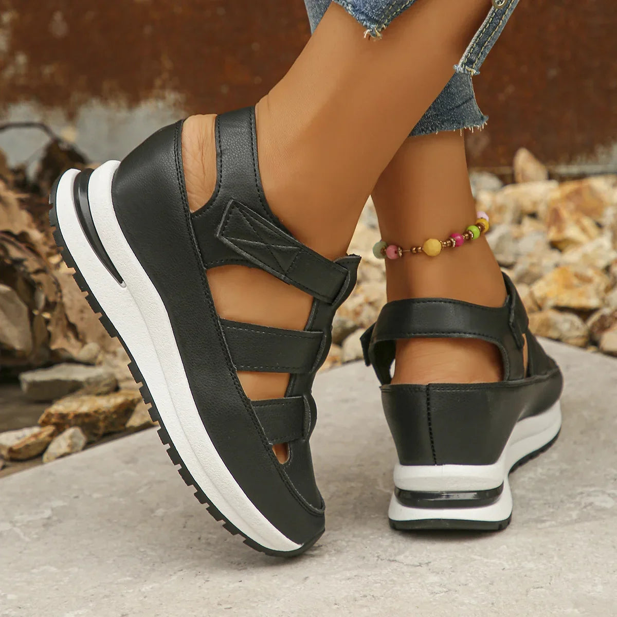 Women's Buckle Strap Sandals™ Closed Toe Solid Wedge Sandals