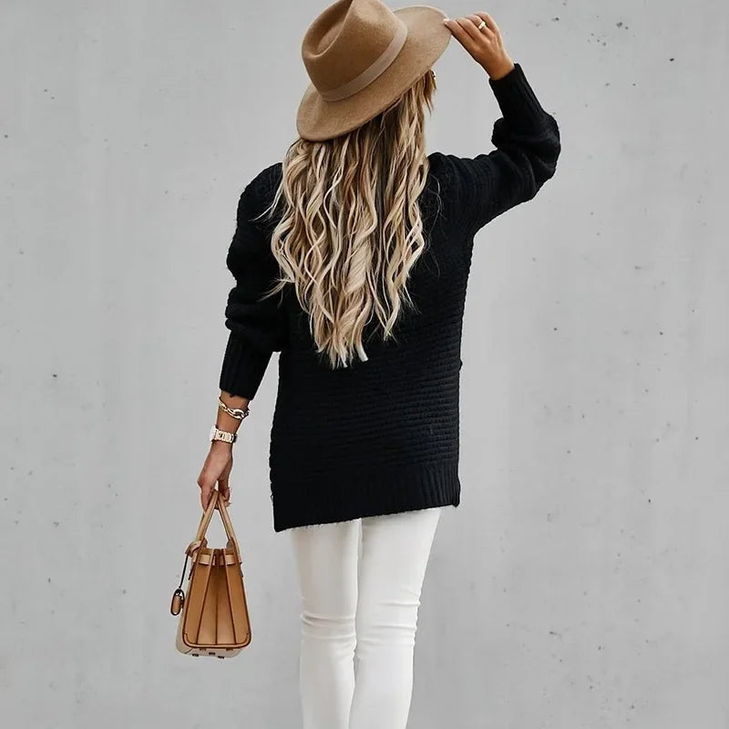 Women's Knitted Pullover ™ Loose Long Sleeve Crew Neck Sweater