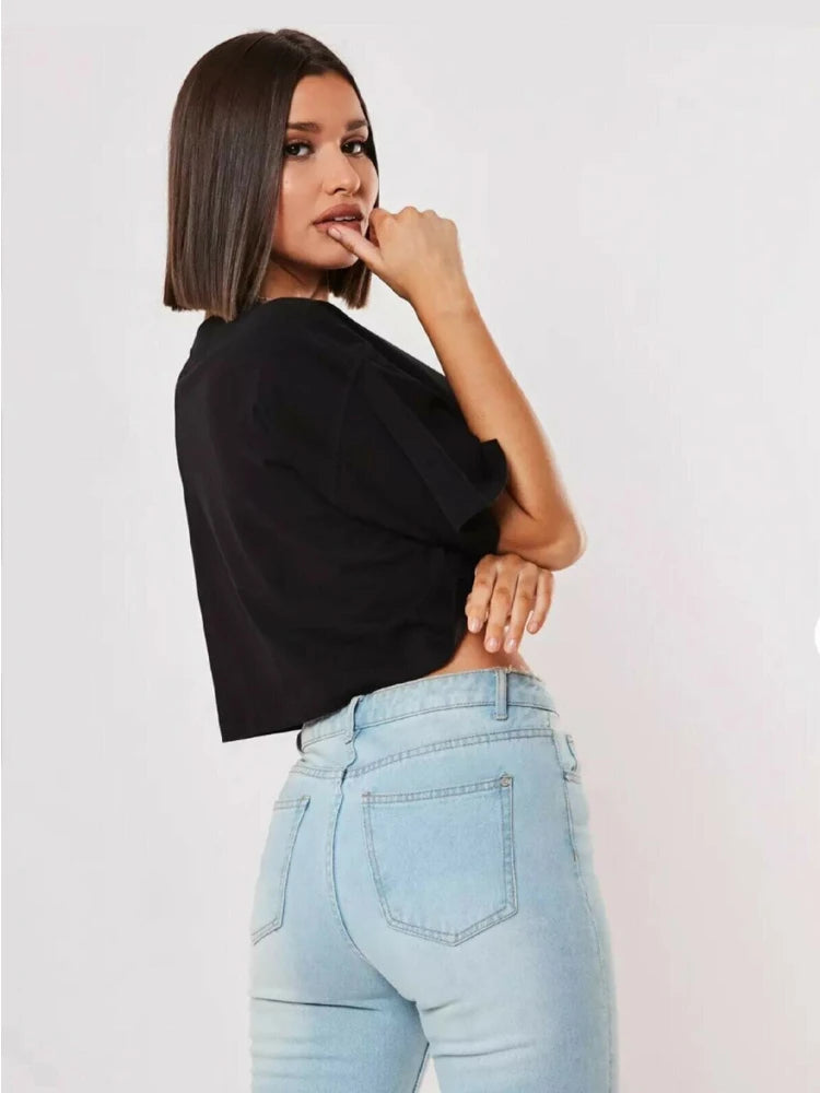 Women Short Sleeve T-Shirt™ Navel Baring New Sport Loose Crop Tops