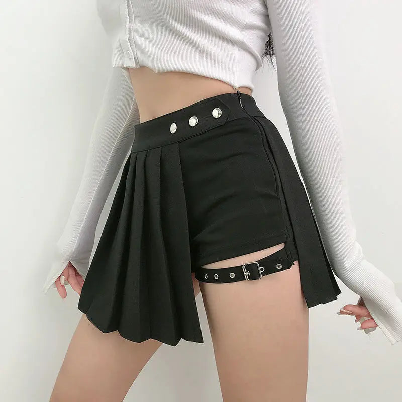 Women's Harajuku Punk Gothic Mini Skirt™ High Waist Patchwork Bandage Skirt
