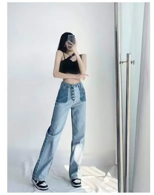 Women's High-Waisted Slim Jeans™ Plus Size Straight-Leg Long Pants