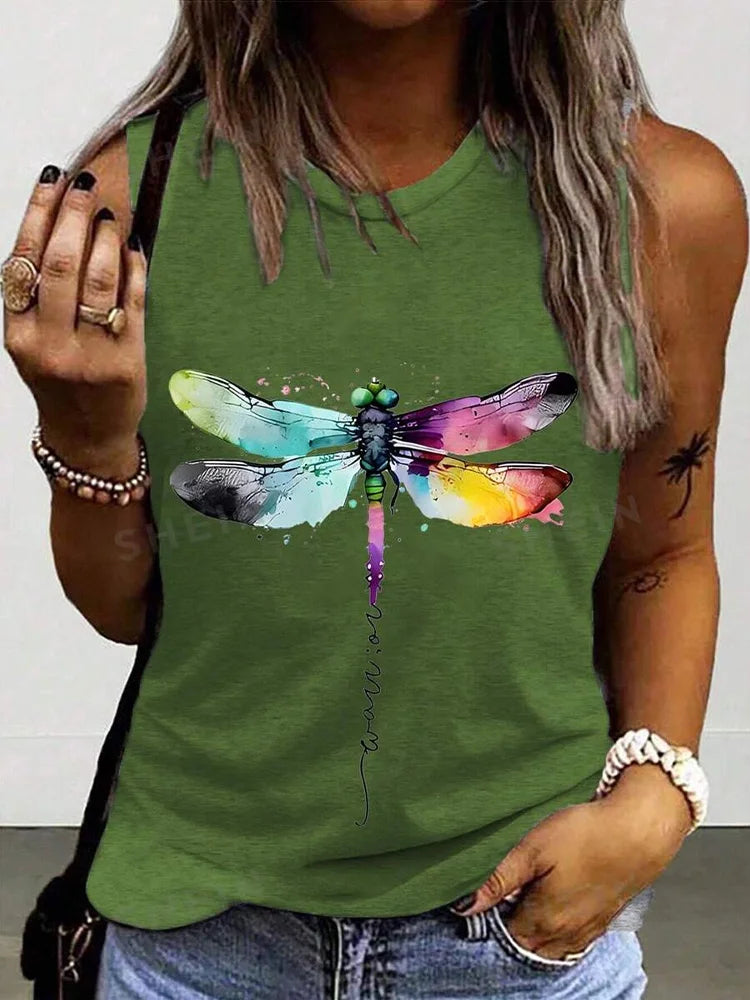 Women's O-neck Vest Print Tank Tops™ Sleeveless Loose Comfortable Top