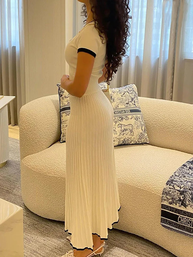Women's Long Skirt Suit™ Summer Short Sleeve V-neck crop top elegant dress