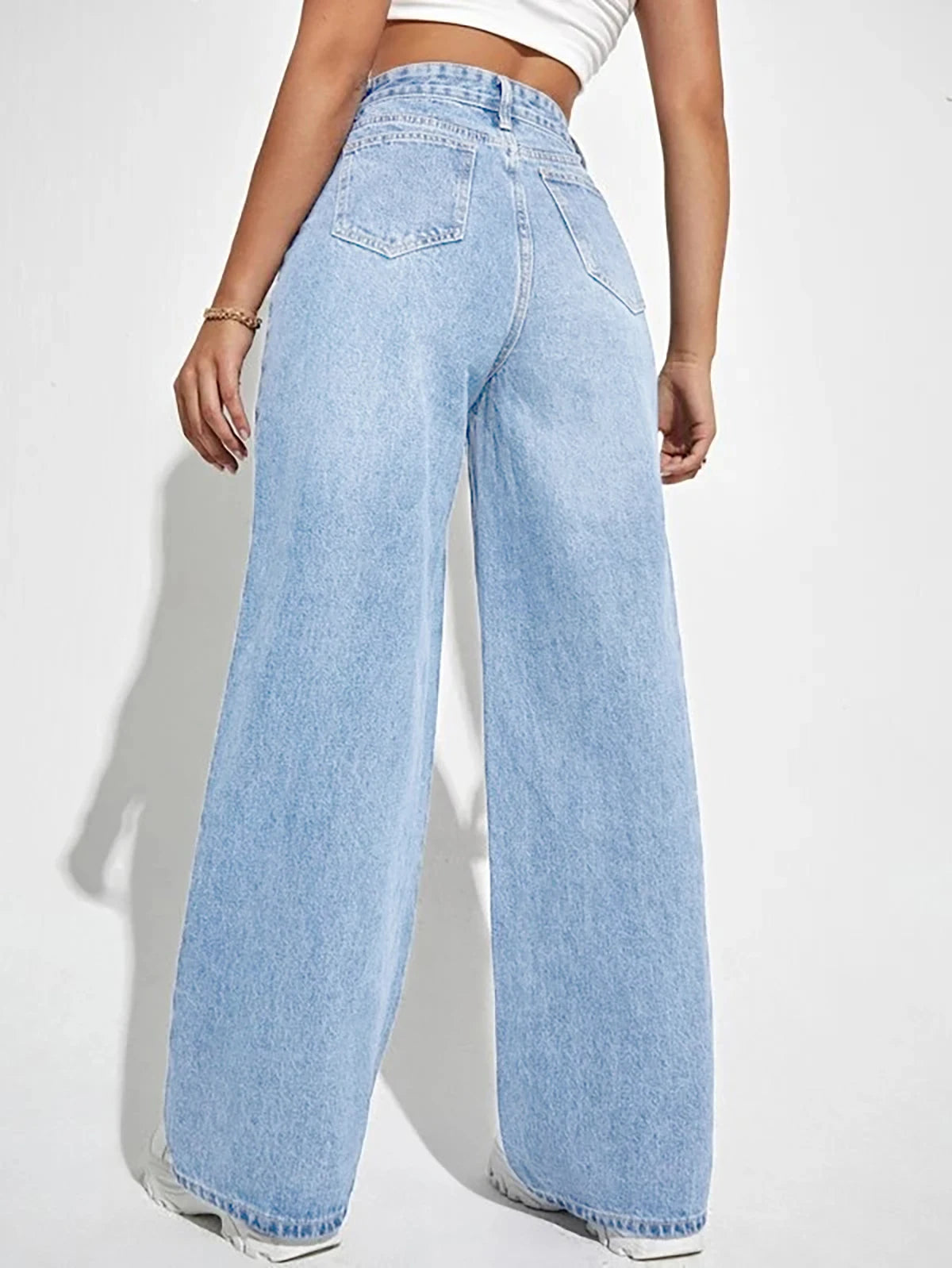 Women's Denim Jeans™ mid-waist straight loose slimming jeans