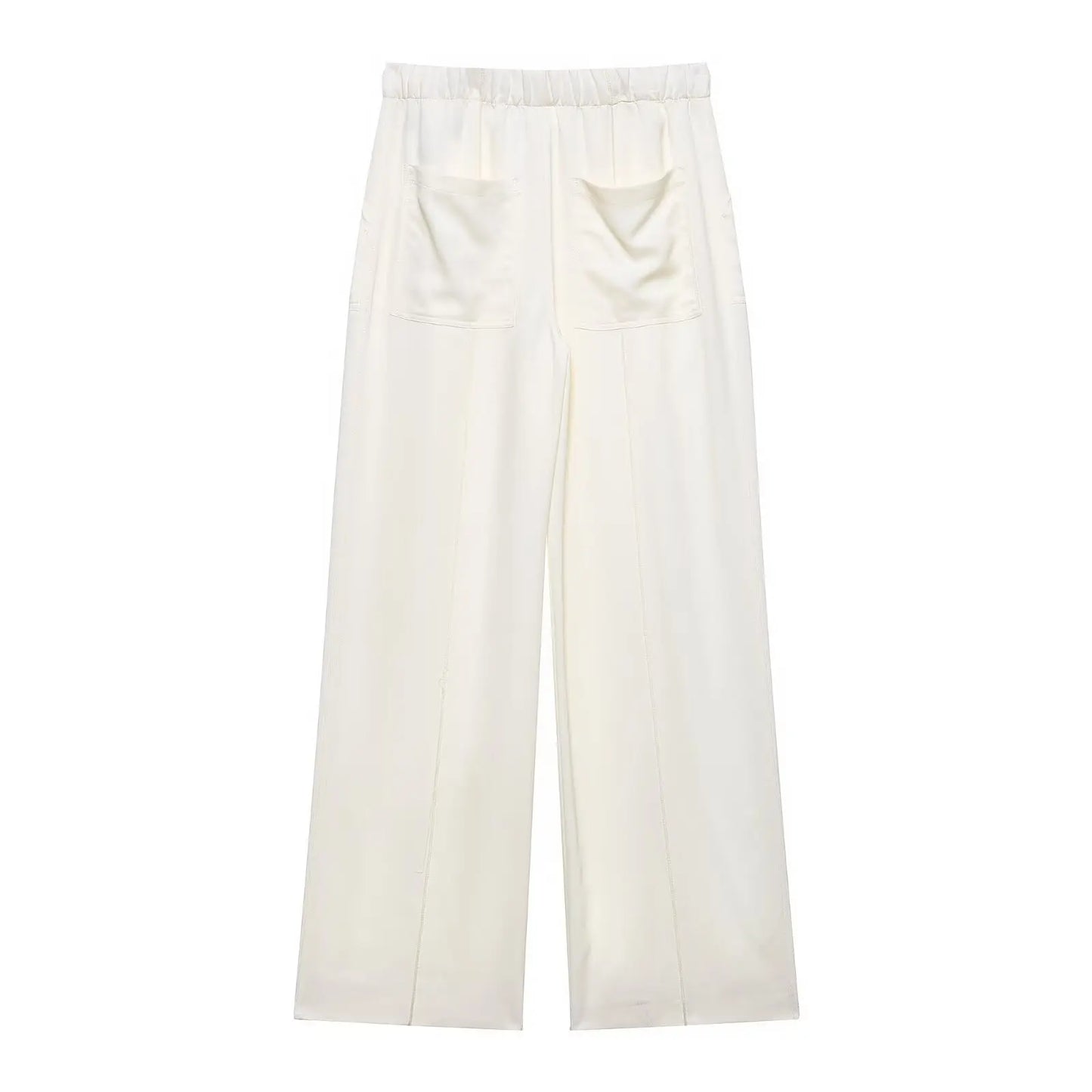 Women's Suit Set™ EDSA Asymmetric Hem Open Back Halter Neck Blouse Mid-rise Straight Long Trousers Suits