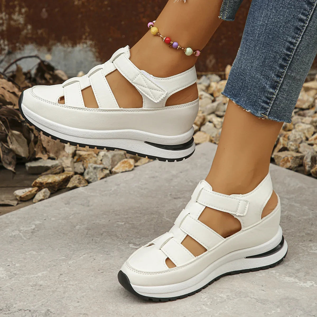 Women's Buckle Strap Sandals™ Closed Toe Solid Wedge Sandals