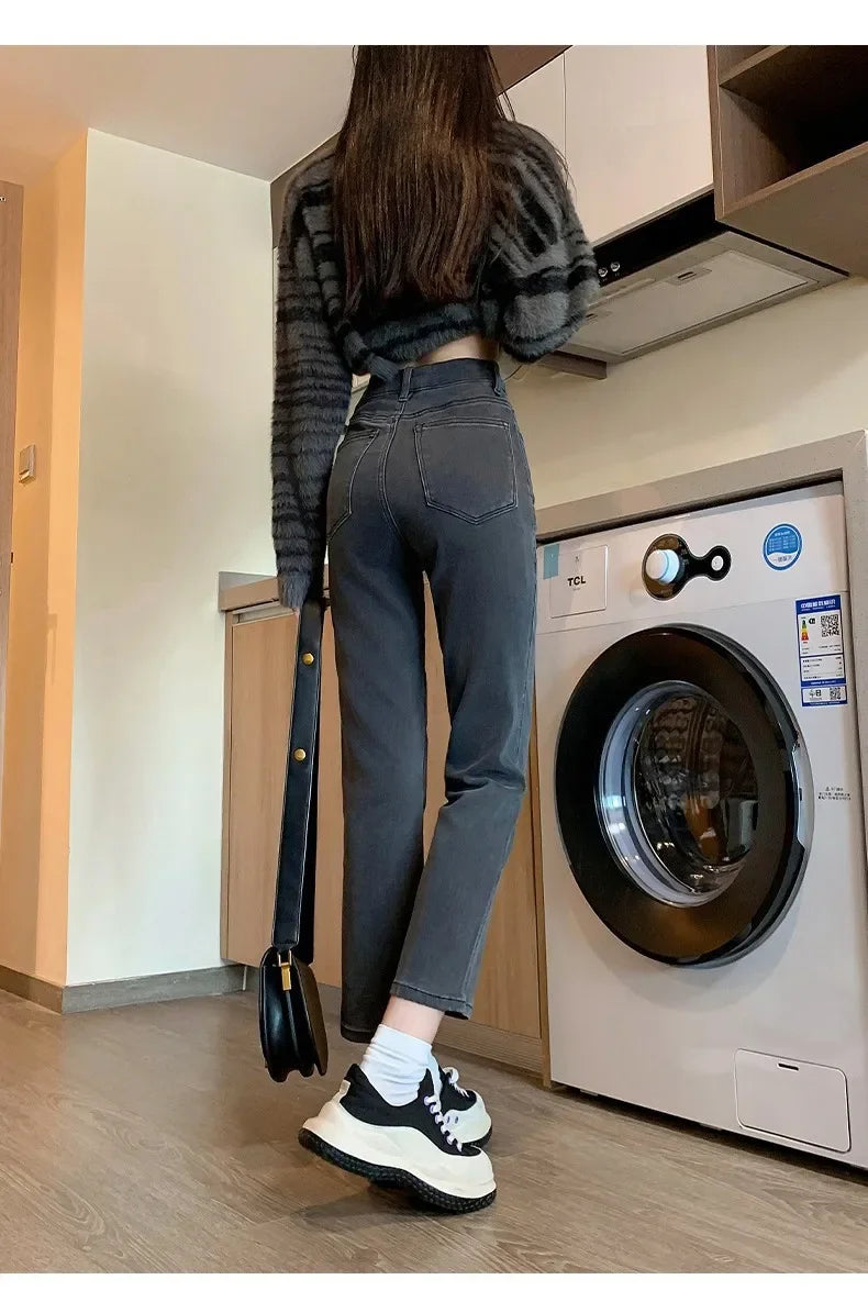 Women's High-waist Straight-leg Jeans™ Versatile Slim Pants