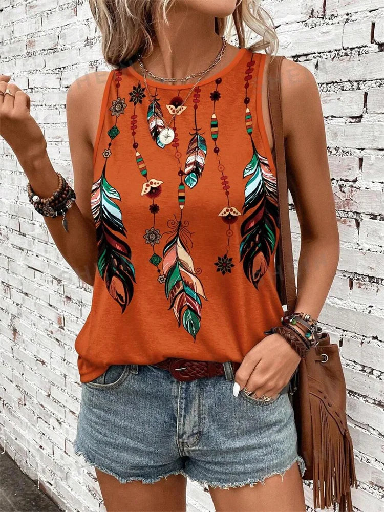 Women's Print Tank Tops™ Outdoor Summer Sleeveless Crew-neck Tank Top