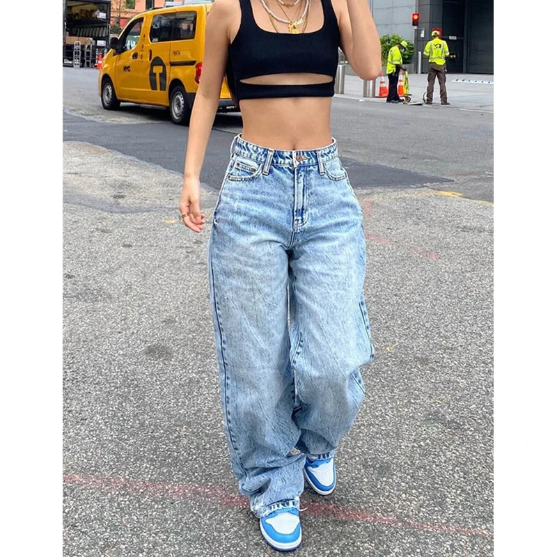 Women's Jeans™ Y2K Aesthetic Mid Waist Baggy Loose Denim Pants