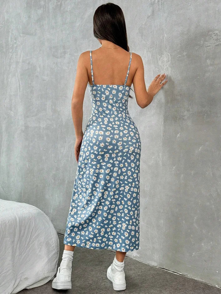 Women's Long Dress™ Strapless Wrap Chest High Slit Daisy Maxi Dress