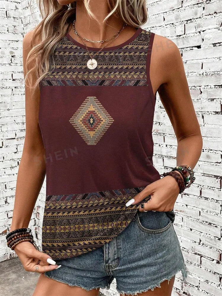 Women's Print Tank Tops™ Outdoor Summer Sleeveless Crew-neck Tank Top
