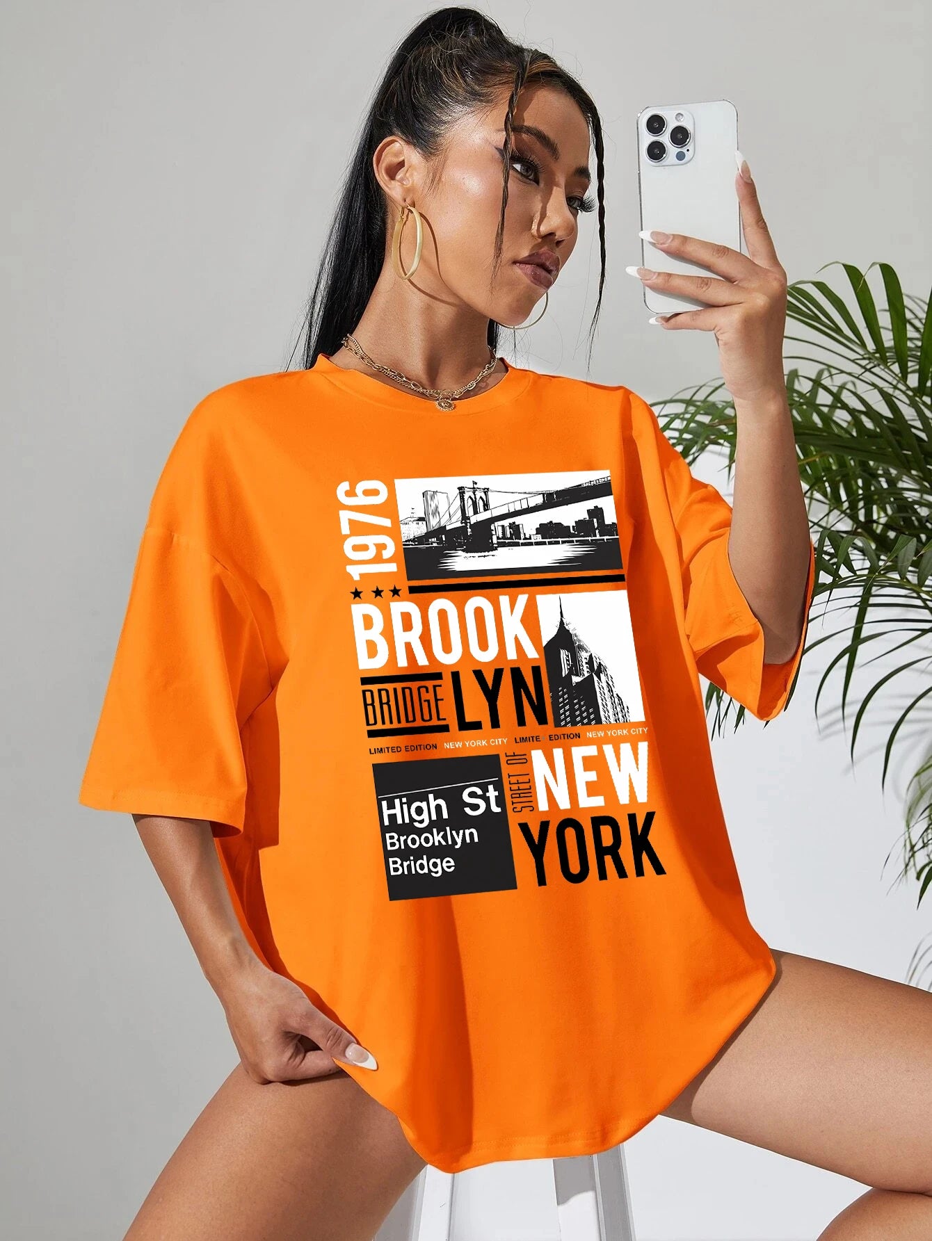 New York Brooklyn 1976 Printing Women's T-Shirt™ Short Sleeve Basic All-Match T-shirts
