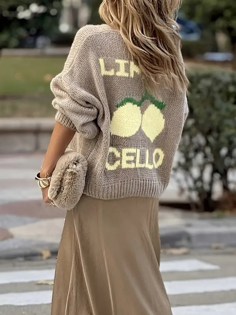 Women's sleeved button sweater™ soft and comfortable loose lantern sleeve knit sweater