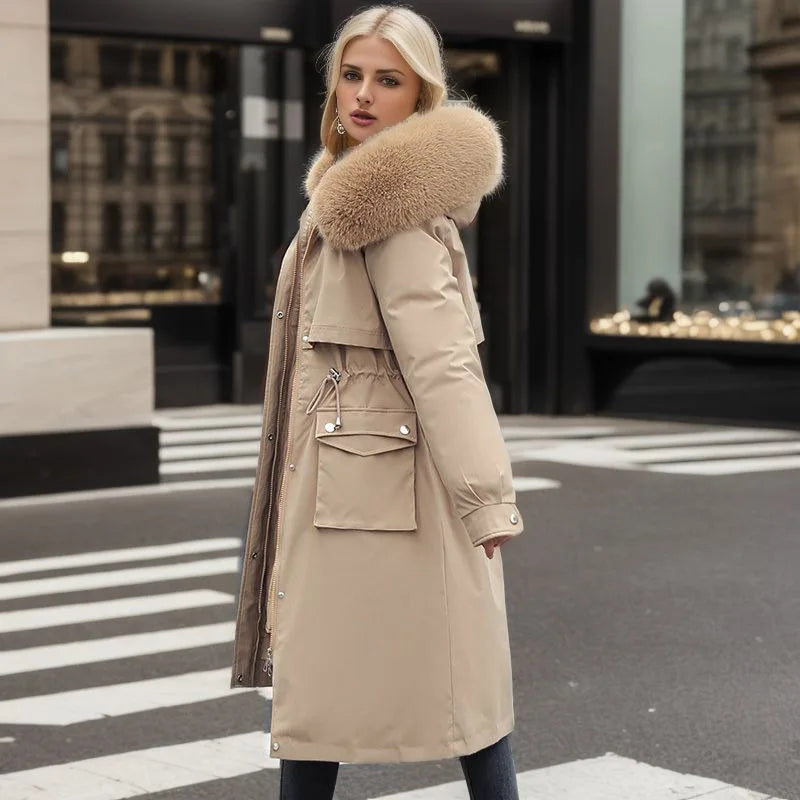 Women's Parkas Coat™ Thick Pinch Cotton Detachable Inner Tank Long Over Knee Coat