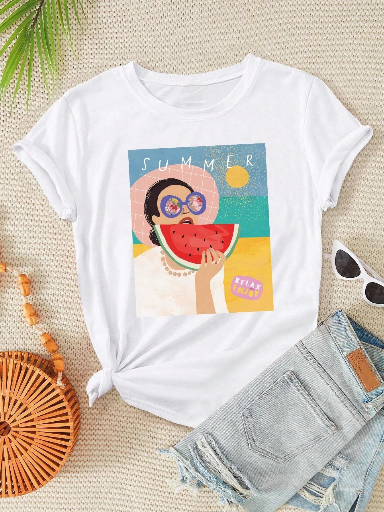 Women's Painting Short Sleeve Tees Comfy Soft Women T-Shirt