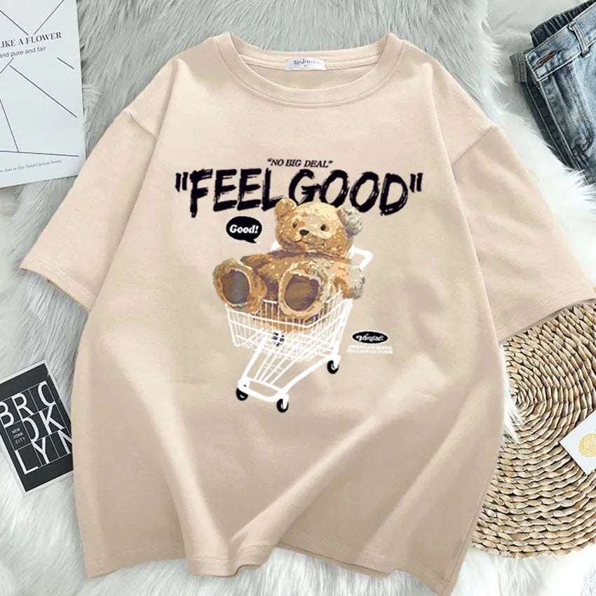 Women's Cartoon Bear Short Sleeve T-shirt™ Loose Korean Style T-Shirt