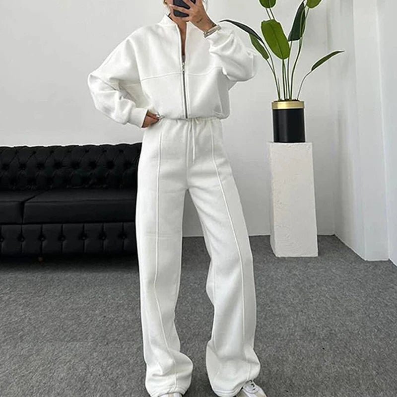 Women's BKLD Tracksuit Sets™ Zip-up Loose Cropped Cardigan + Drawstring Sweatpants