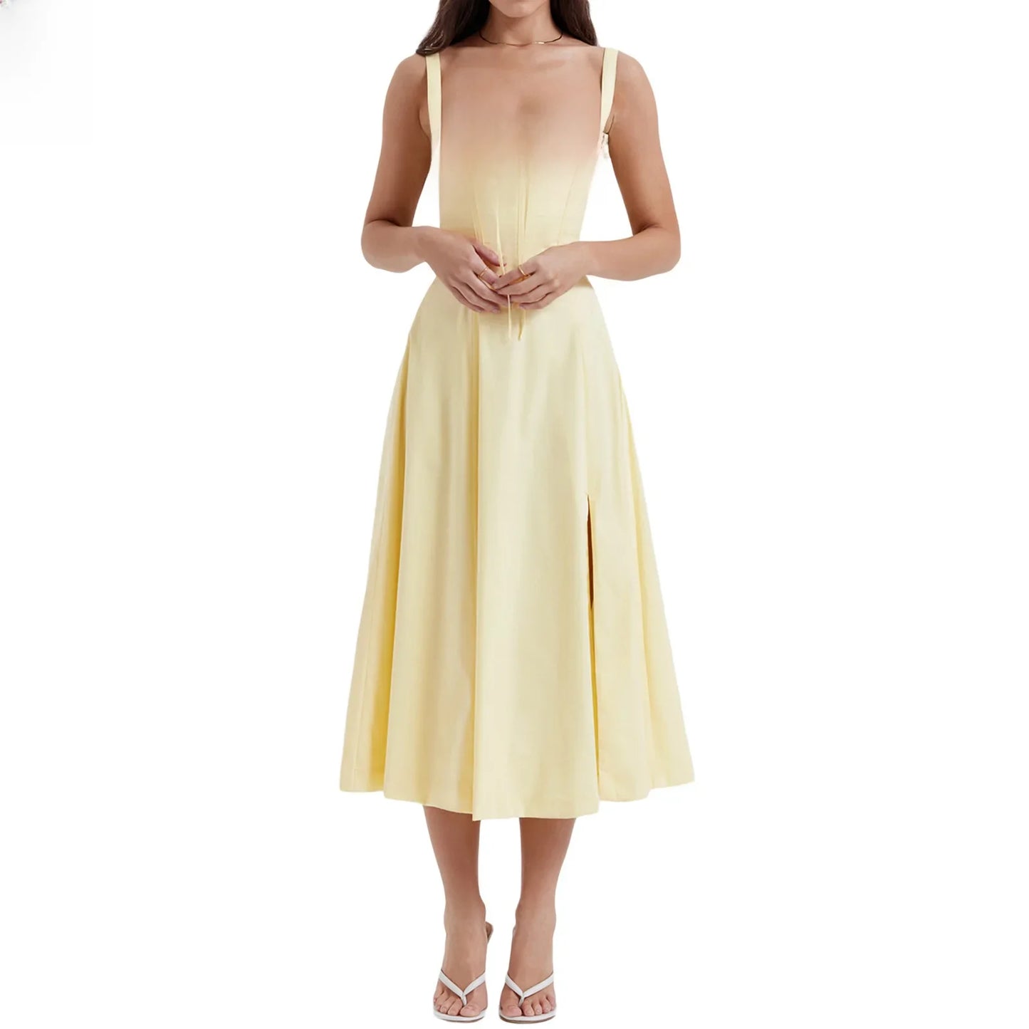 Women's Long Dresses™ Elegant Casual Tied Waist-fitted Slimming Sleeveless Side Slit Dress