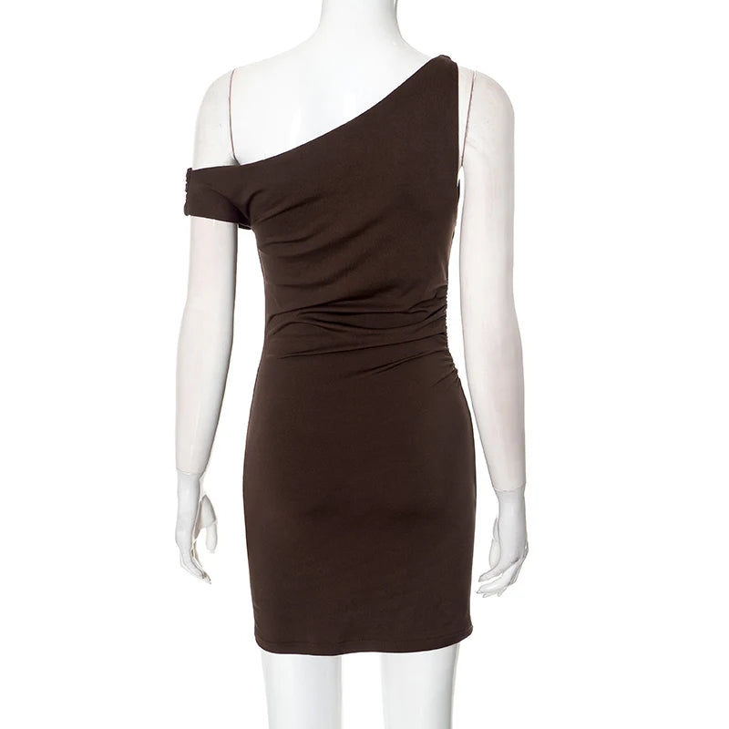 Women's CUTENOVA Dress™ Diagonal Shoulder Asymmetric Style Mini Dresses