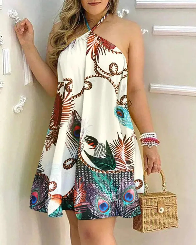 Women's Floral Print Halter Neck Dress™ Backless Halter Dress