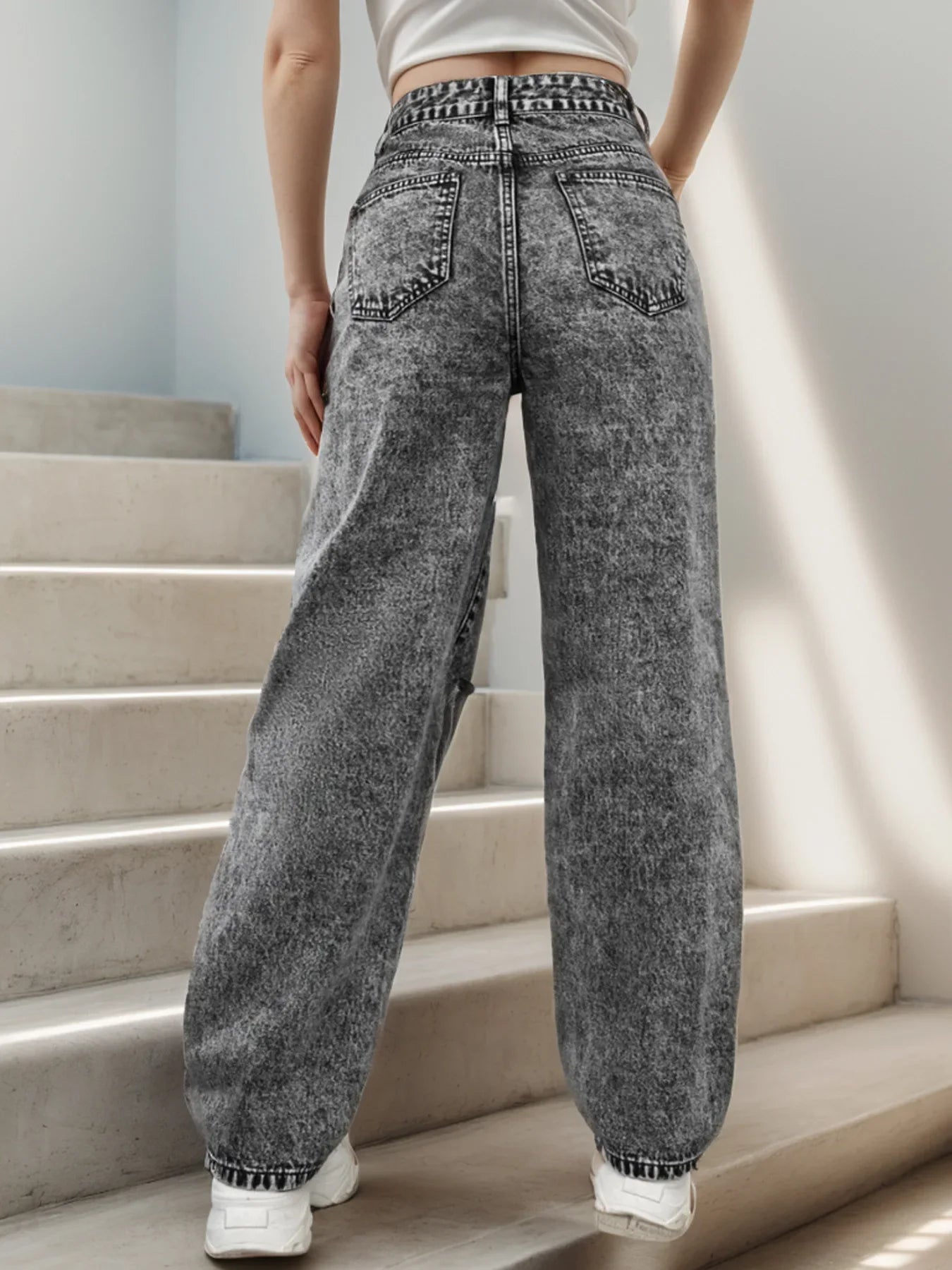 Women's Long Pants™ Hole Punch Casual Denim Trousers