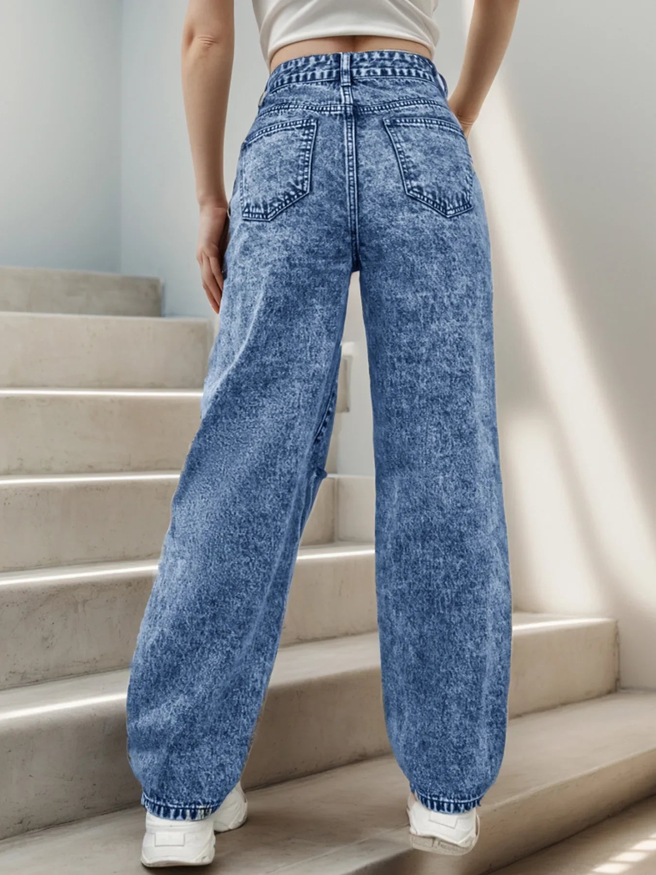Women's Long Pants™ Hole Punch Casual Denim Trousers