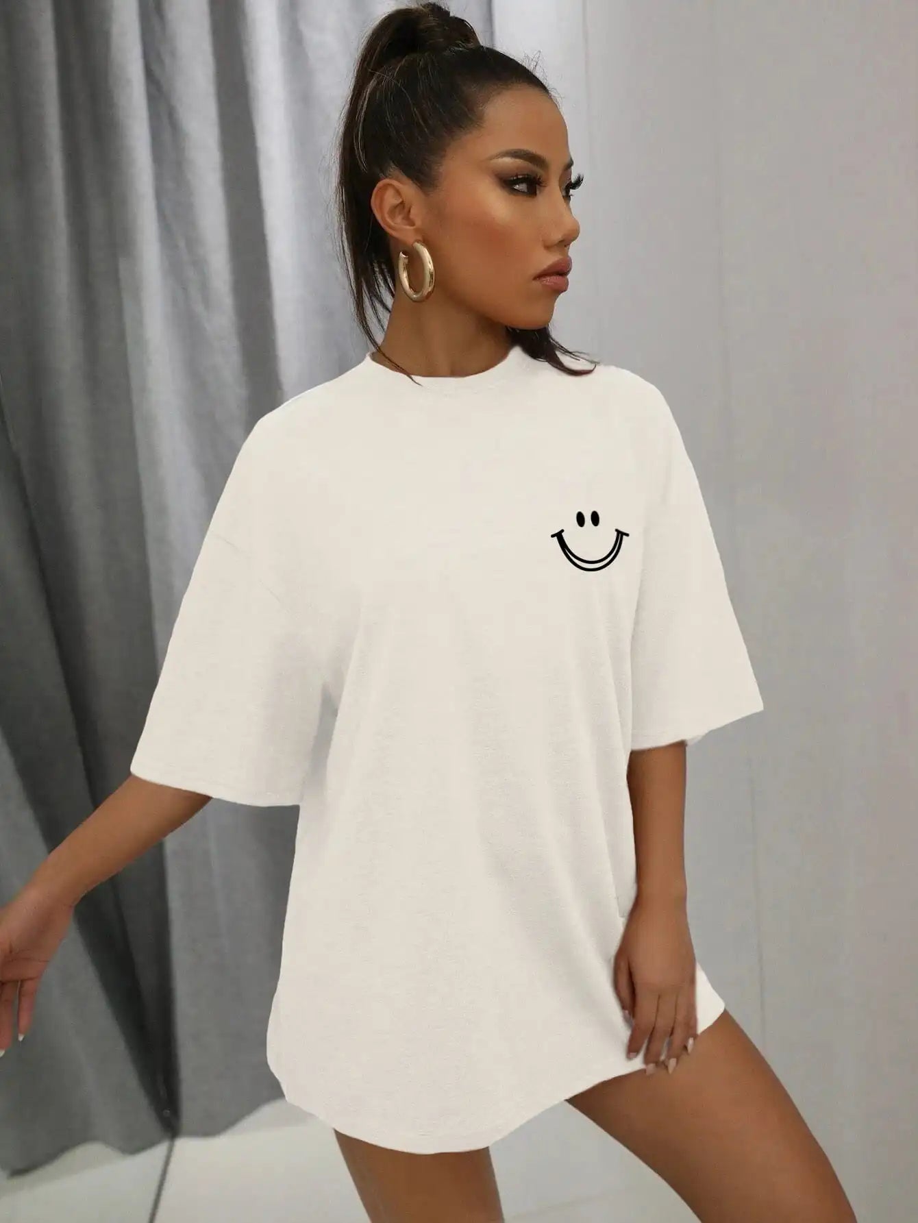 Women's Happy Expression Printed T Shirt™ Short Sleeve Cotton Crewneck T-Shirts