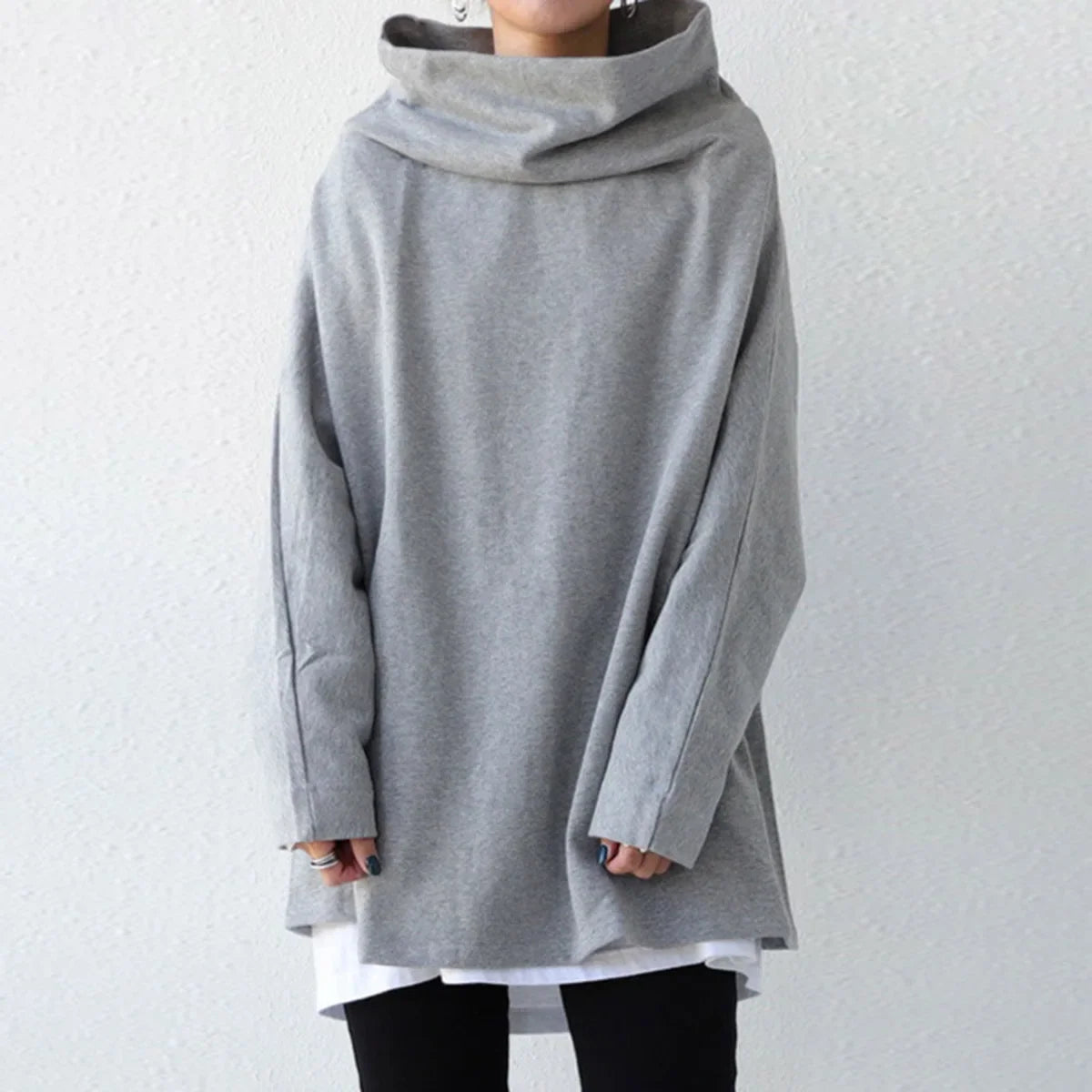 Women's Long Sleeve Casual Tops™ High-Neck Loose Oversize T-Shirt