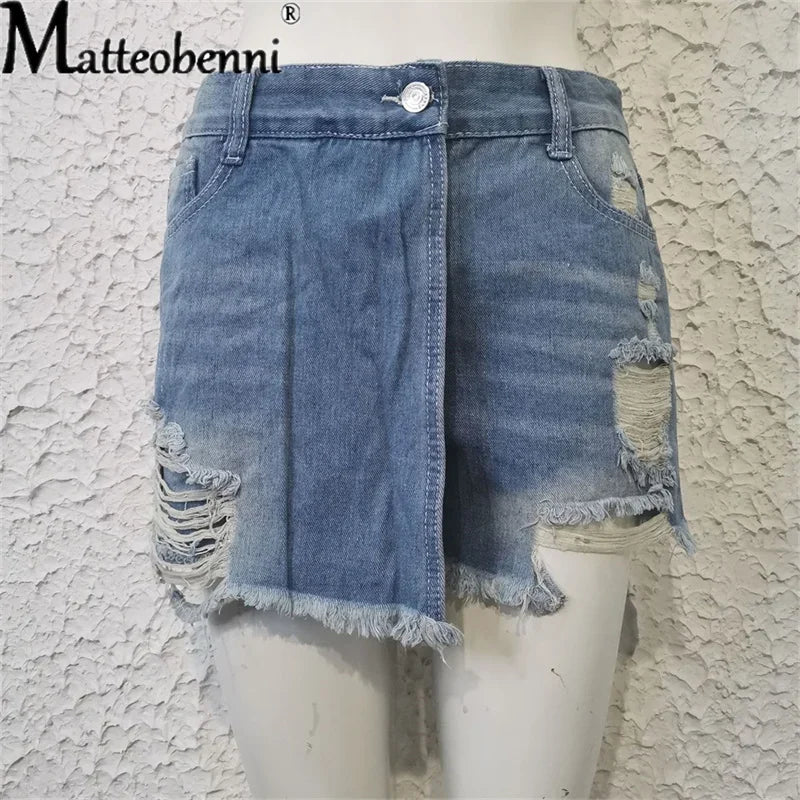 Women's Ripped Denim Shorts™ High Waist Bodycon Distressed Pockets Short Jeans