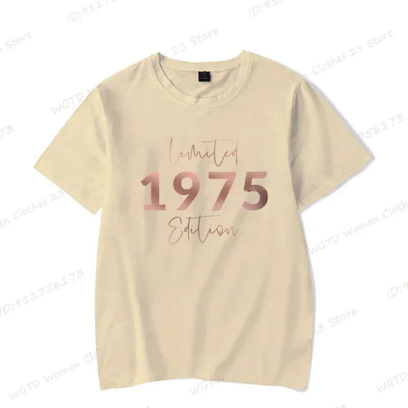 Women's Short Sleeve Crew Neck Tops™ Limited Edition 1975 Vintage Letter Print T-Shirts