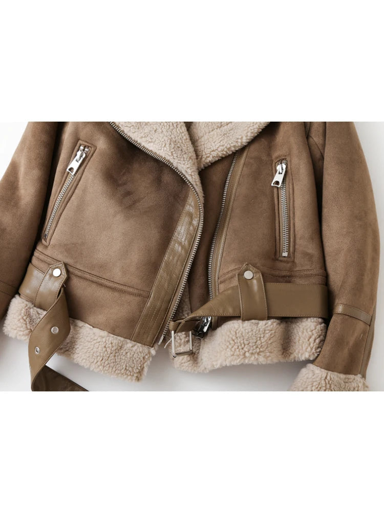 ZACK RAIN Women's Jacket™ Vintage Fur Integrated Lapel Long Sleeves Jackets