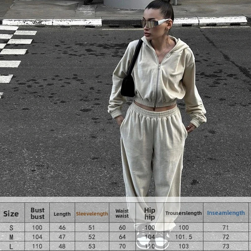 Women's Casual Two Piece Set™ Long-sleeved Hooded Cardigan + Elastic Trousers Tracksuit