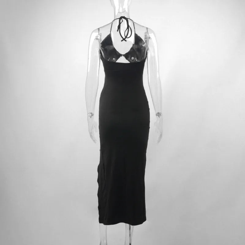 Women's Backless Hollow Out Summer Dress™ Sleeveless Lace-up Halter Bodycon Elegant Split Dress