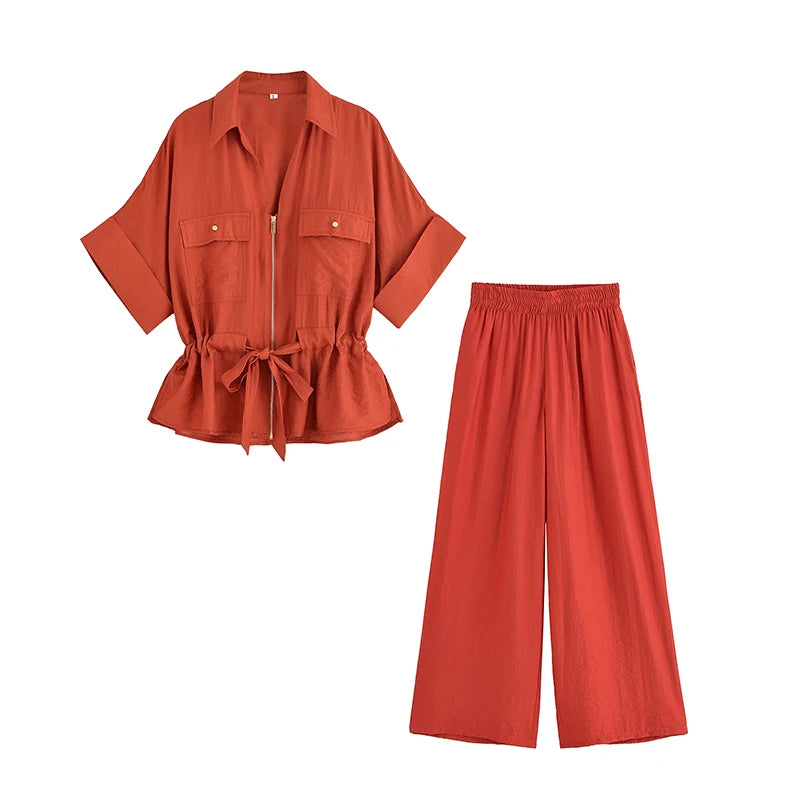 Women' Summer SUIT™ Elastic Waist Pants+ Short Sleeve T-shirt 2-piece Set