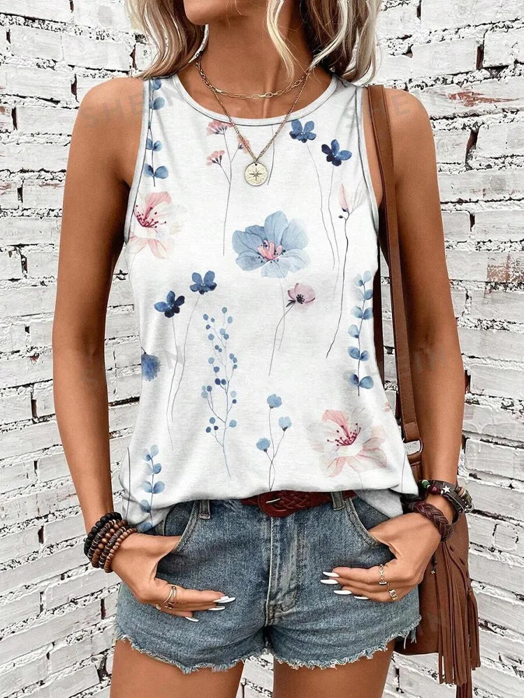 Women's O-neck Vest Print Tank Tops™ Sleeveless Loose Comfortable Top