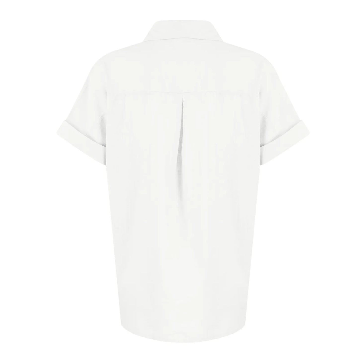 Women's Cotton Linen Classic Shirts™ Short Sleeve Lapel Button Down Shirt