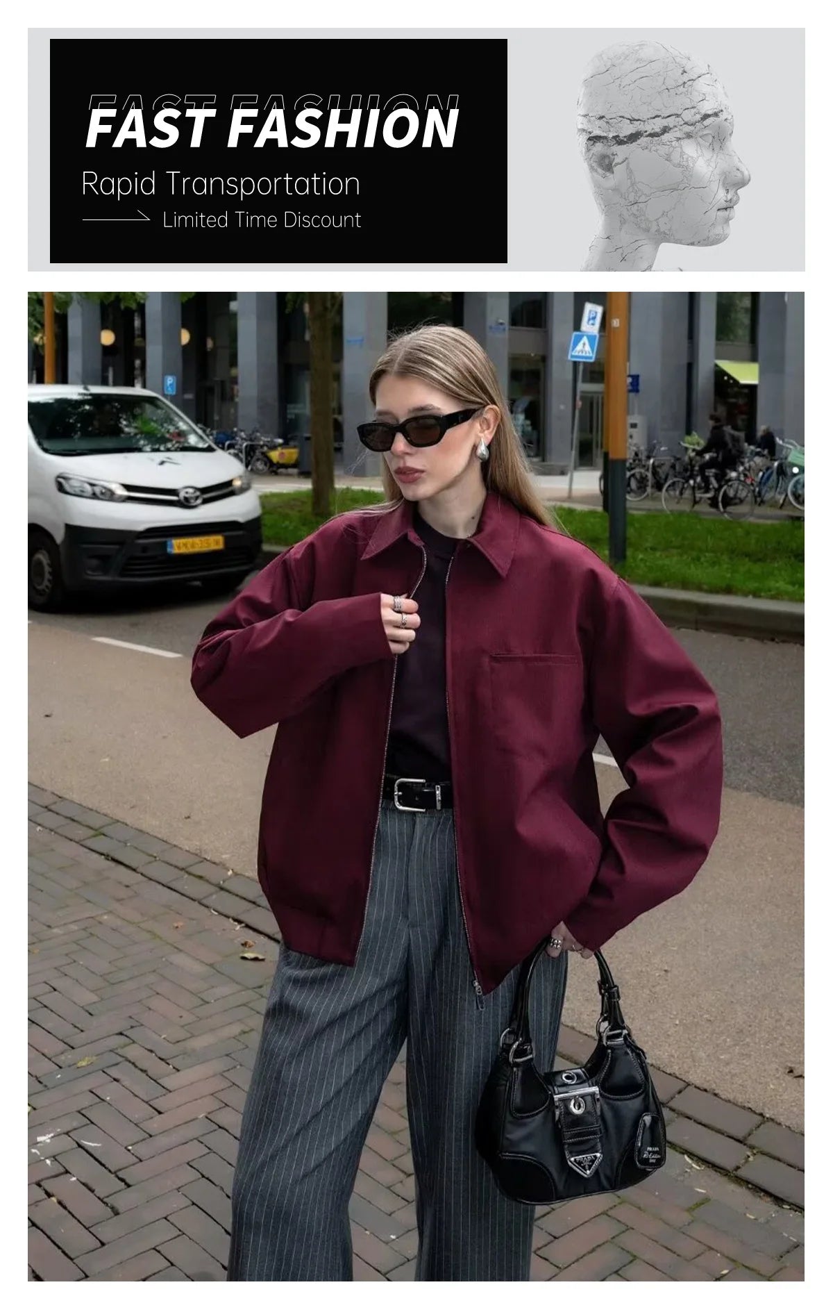 Women's Skirt Suit™ UNIZERA Zipper Pocket Decoration Jacket Coat Lantern Mini Skirt Set