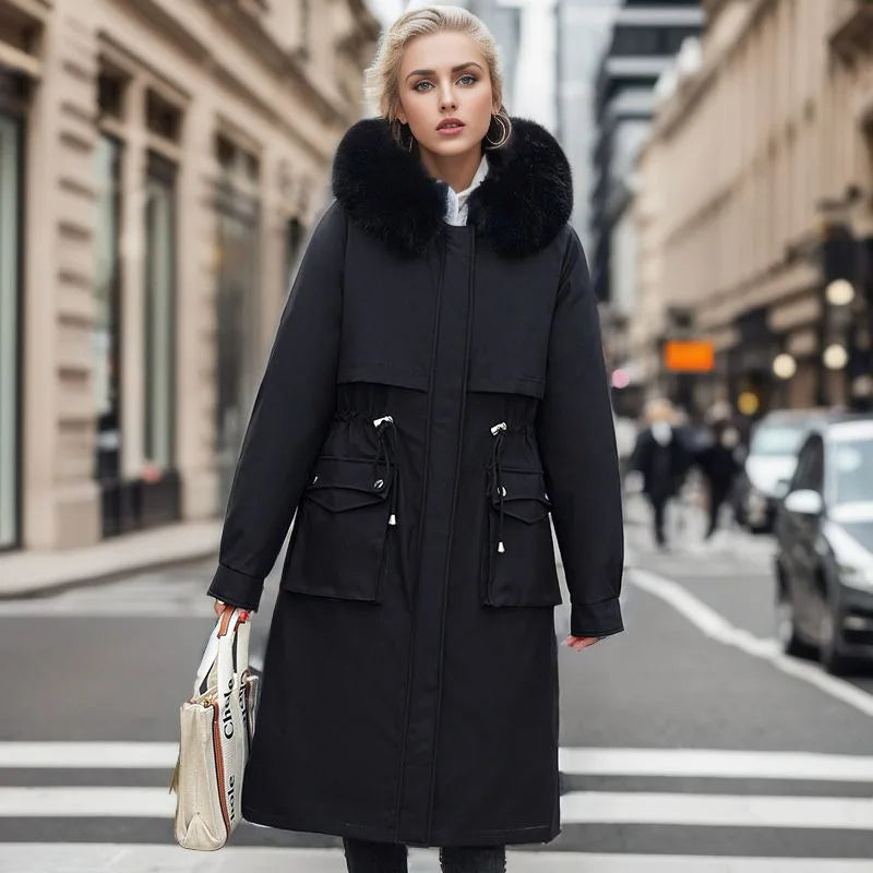 Women's Parkas Coat™ Thick Pinch Cotton Detachable Inner Tank Long Over Knee Coat