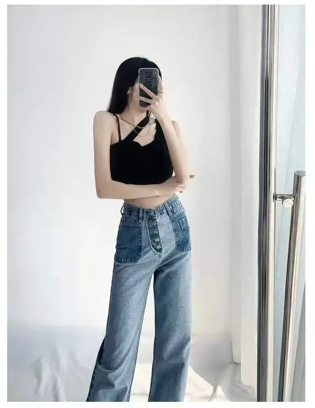 Women's High-Waisted Slim Jeans™ Plus Size Straight-Leg Long Pants