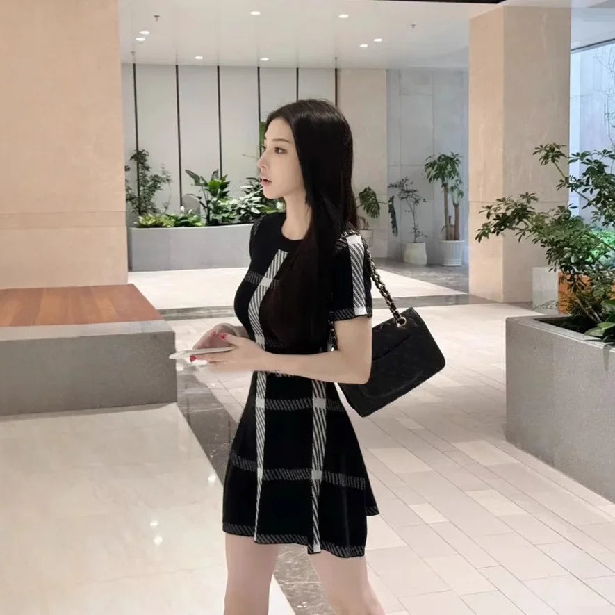 Women's Dress™ French Vintage Hepburn Style Knitted Short Sleeve round Neck Dress