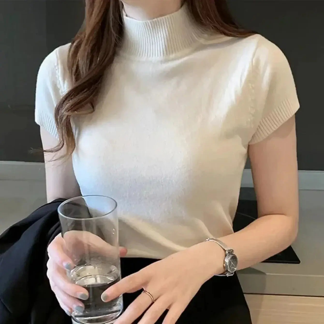 Women's Half-High Neck T-Shirt™ Casual Korean Style Elegant Tops